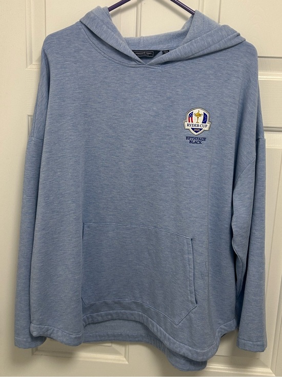 Vineyard Vines Tops - Ladies 2025 Ryder Cup Vineyard Vines Light Blue Hooded Sweatshirt XL